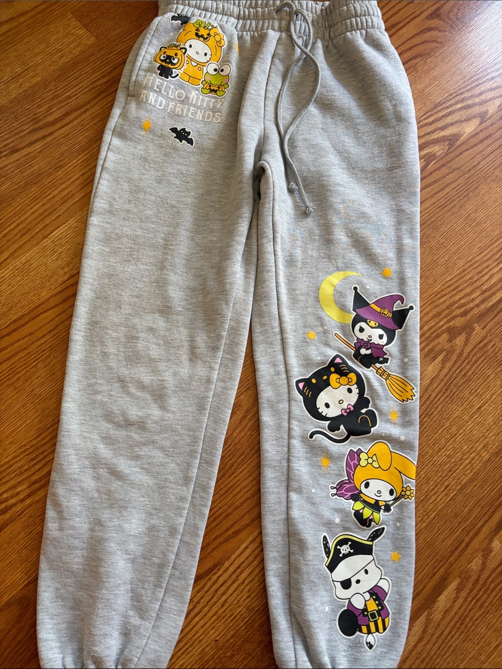 Hello Kitty Gray Joggers with Yellow & Black Character Prints
